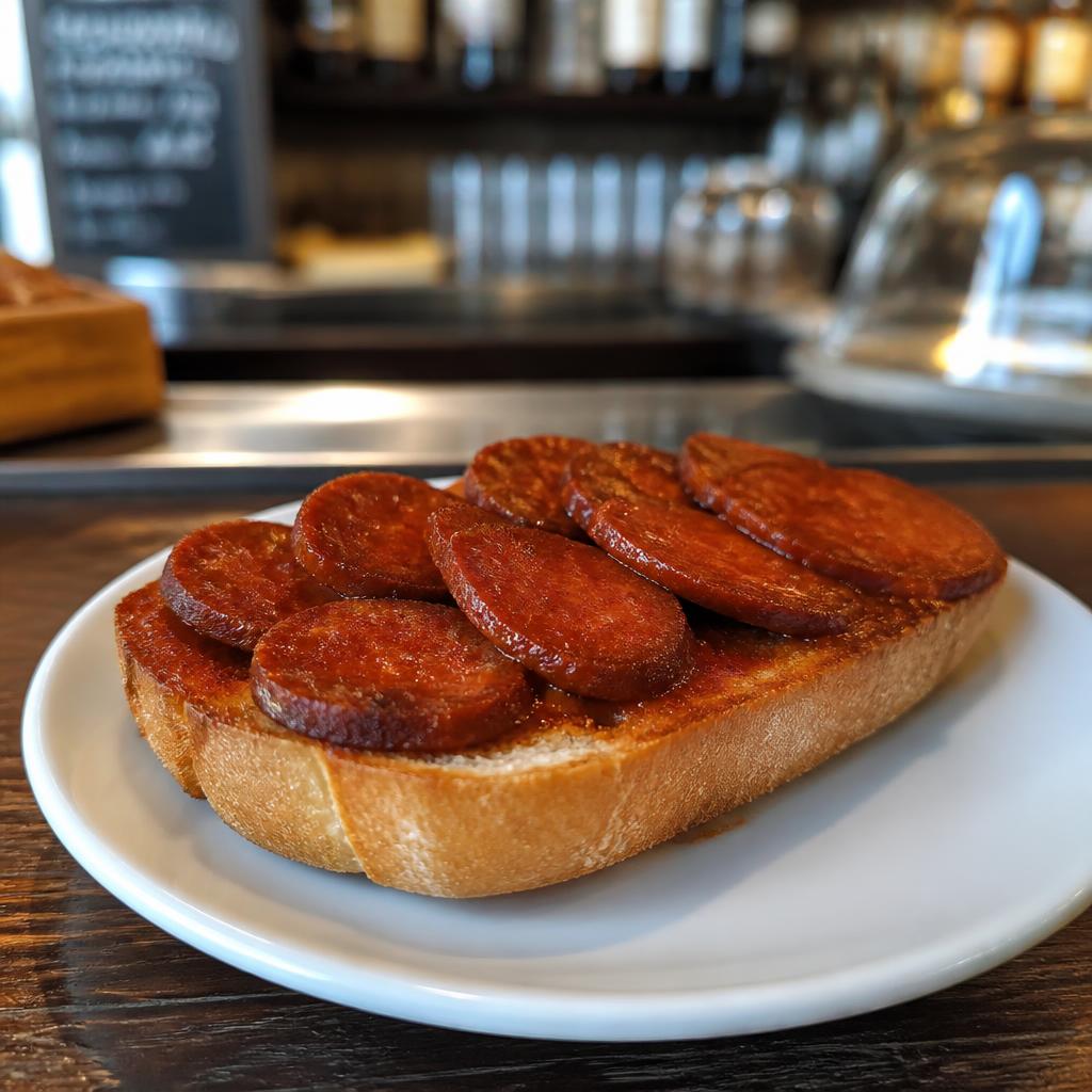Tosta de txistorra de Toloño en Vitoria