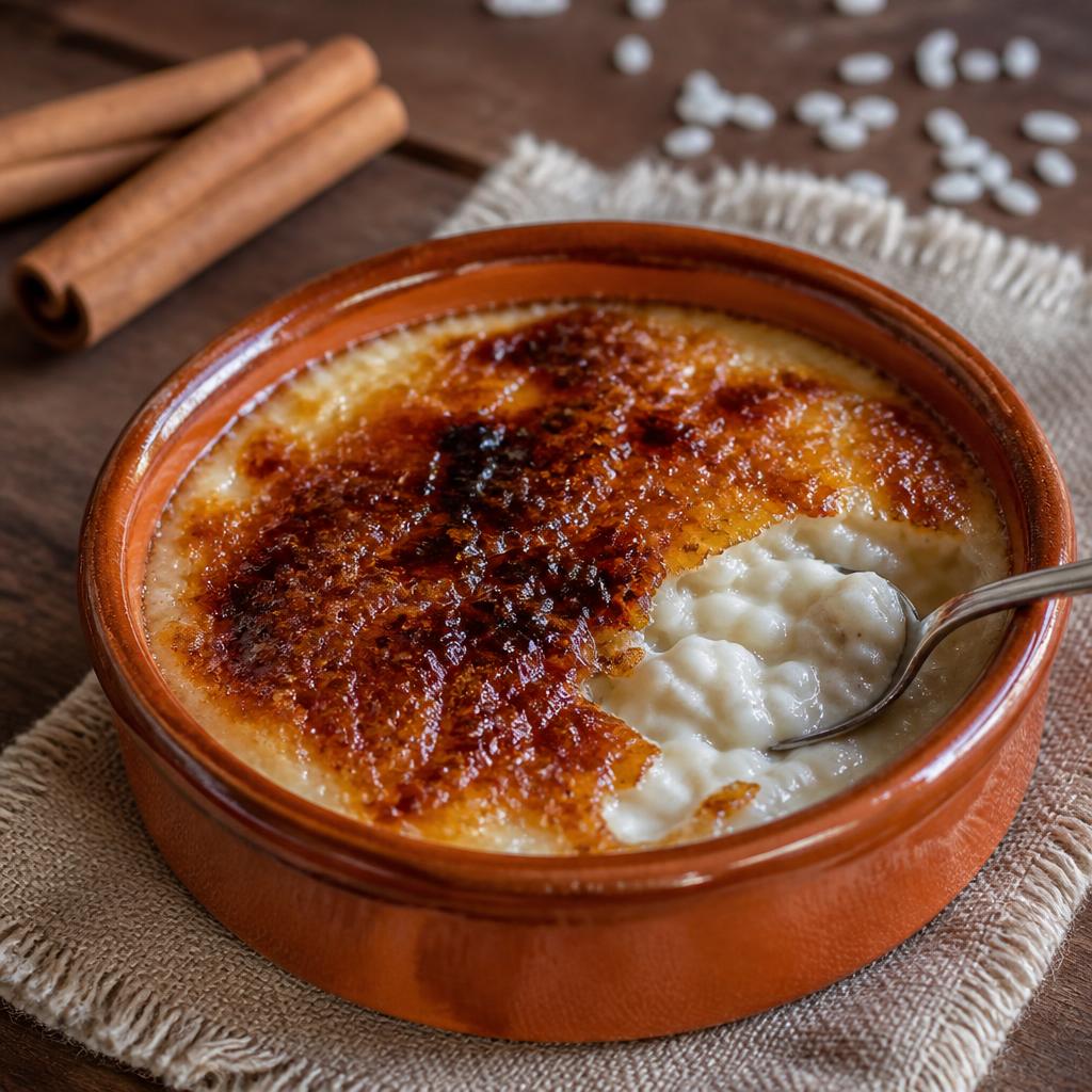 Arroz con leche requemado de El Portalón en Vitoria